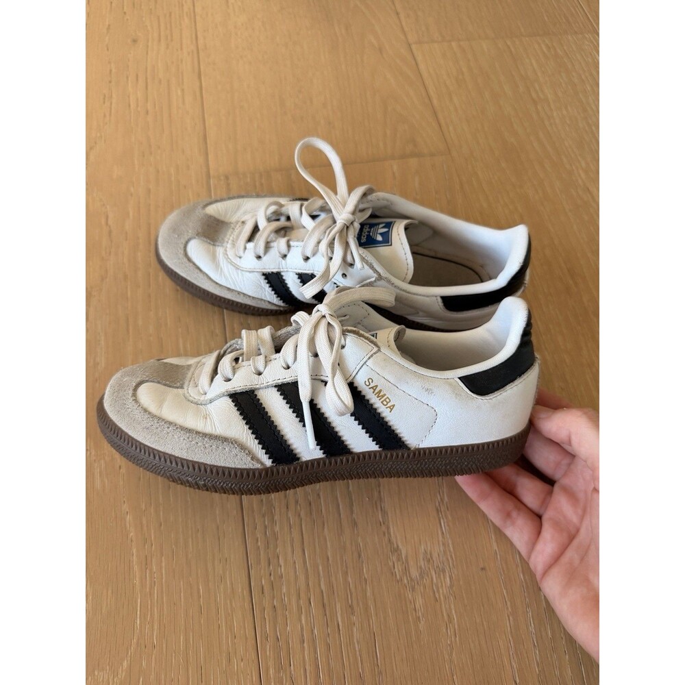 Adidas Samba OG Kids Size 13c 13 White Black Gum Sneakers - Broken In